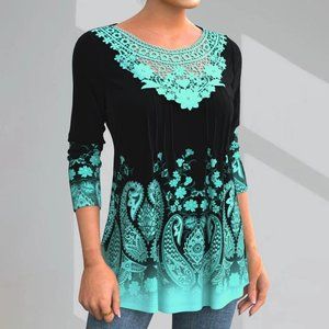 Women Shirt Elegant Style | Loose Long Sleeve Women Blouse with Printed Pattern